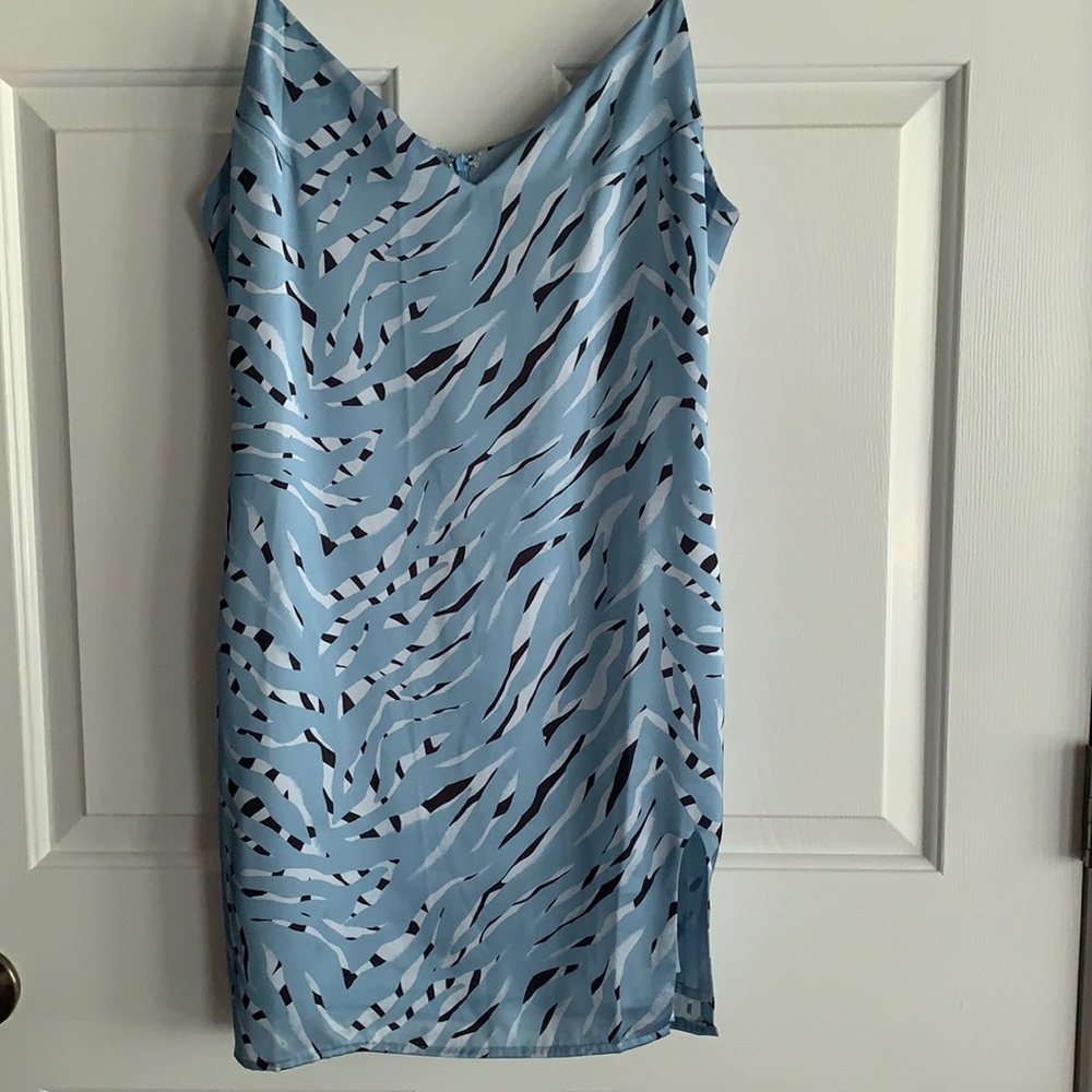 Blue (Zebra Accent) Slip Dress